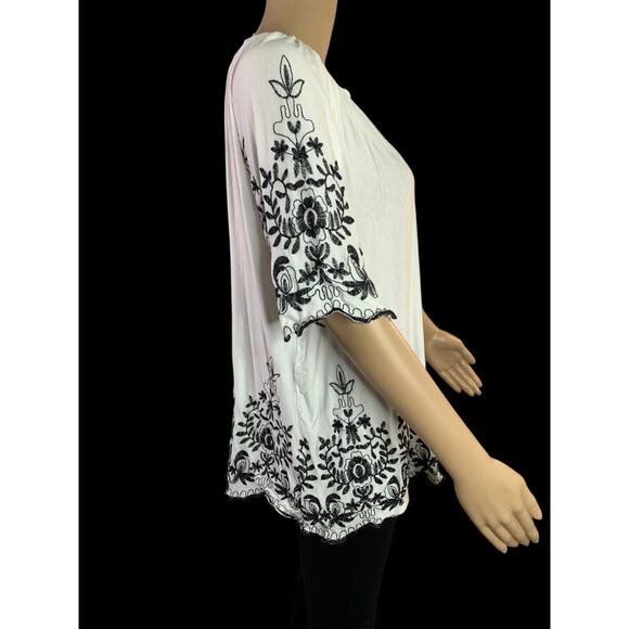 Liv Los Angeles Women's Size XL Blouse Boho Peasant Embroidered 4 Way Stretch - Picture 7 of 10